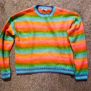 Multi Color Striped Fuzzy Sweater|Fashionnova|Small NWT